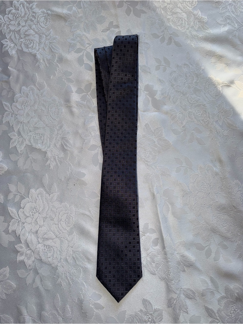 Burberry Black and Dark Navy Geometric Silk Tie